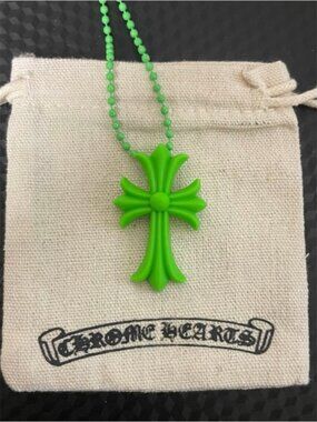 Chrome Hearts Neon Green Cross Pendant Necklace (BUDLE DEALS)